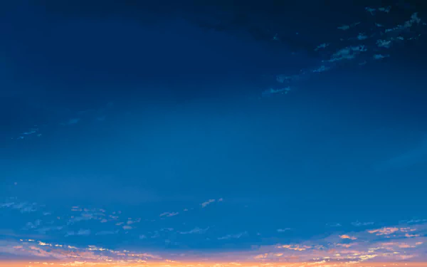 HD anime desktop wallpaper from Your Name. featuring a vibrant sky transitioning from sunset to night with soft clouds.