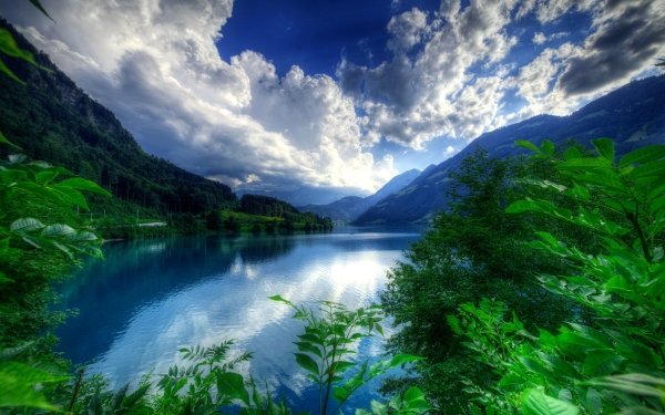Earth Lake Lakes Mountain Landscape Green Tree Cloud HD Wallpaper | Background Image