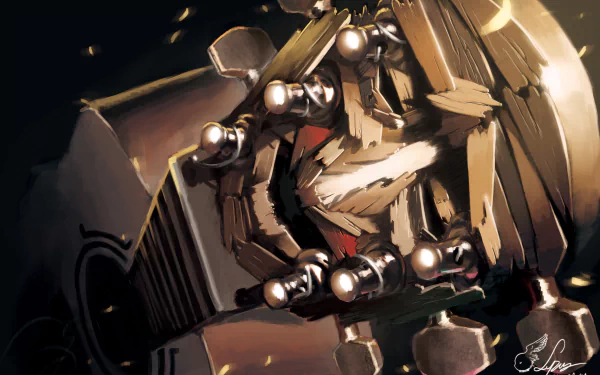 Artistic 4K Ultra HD PC desktop wallpaper: close-up of a guitar headstock and tuning pegs, warm metallic highlights and painterly shadows.