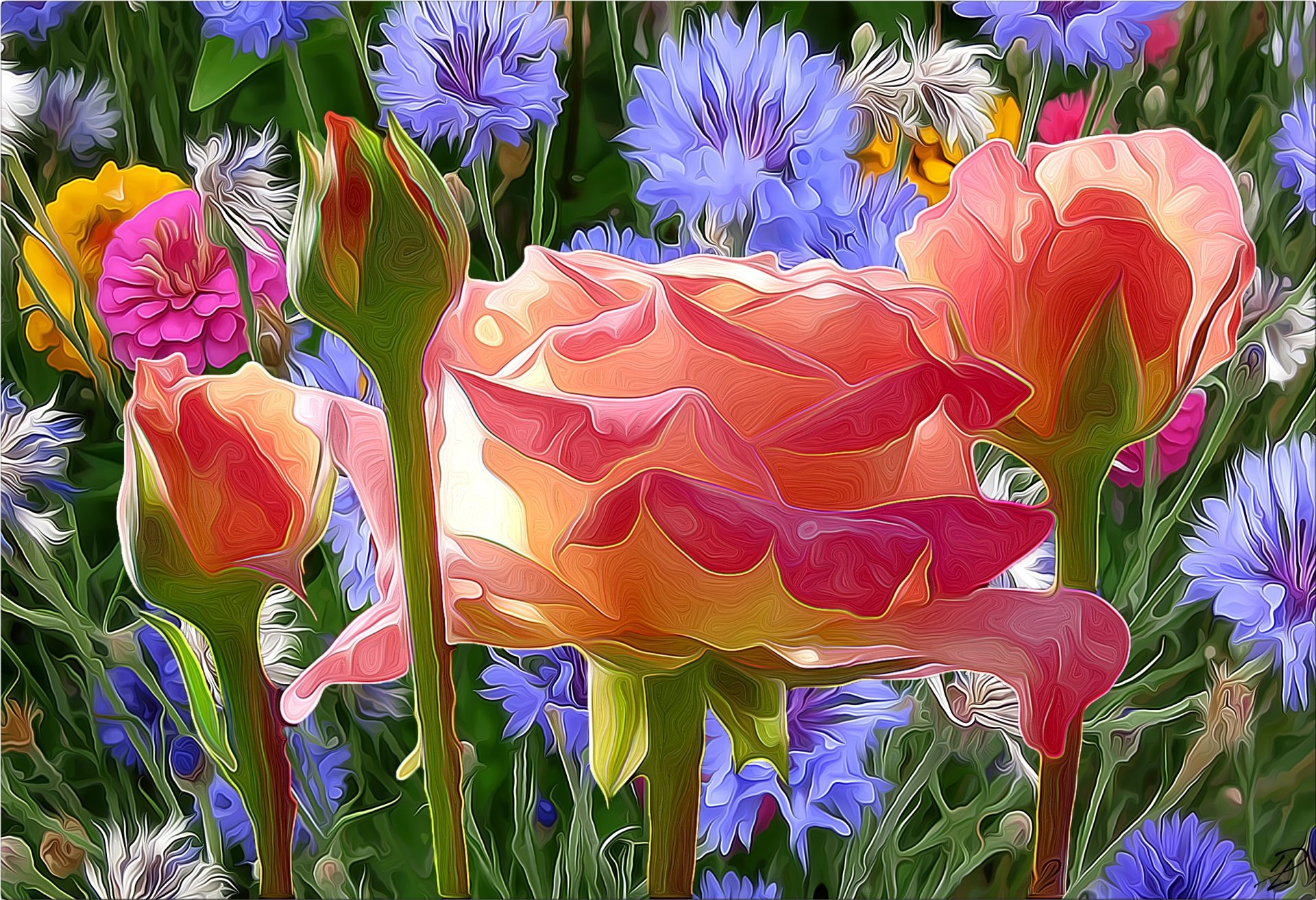 Download Colorful Flower Artistic Painting HD Wallpaper
