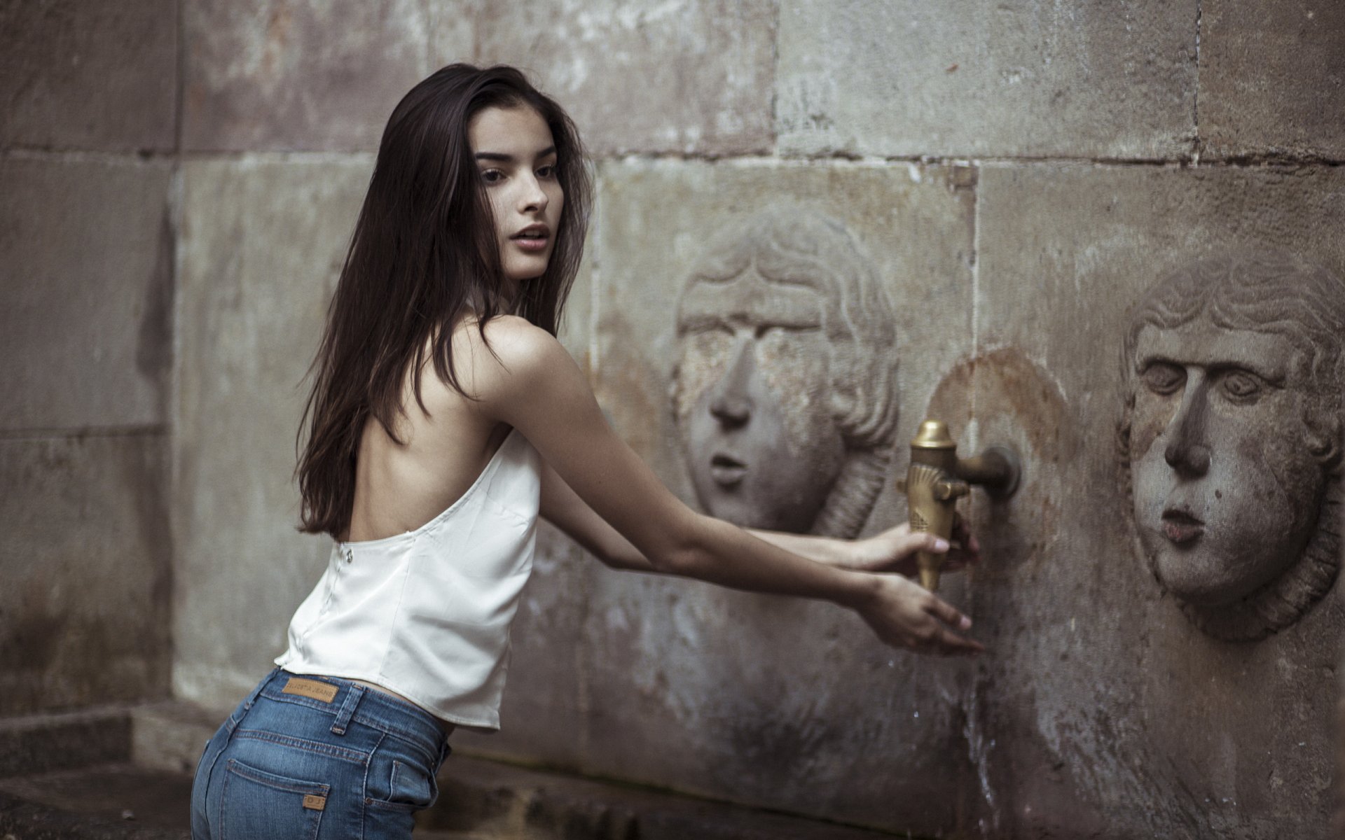 Download Shorts Brunette Woman Model HD Wallpaper by Lionat Natalia Petri