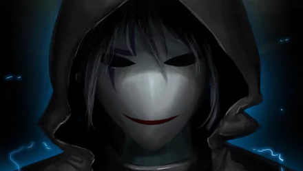 HD desktop wallpaper featuring Li Shengshun, also known as Hei or BK-201 from the anime Darker than Black. Hei is portrayed wearing a mask and hood with a dark and electric ambiance.
