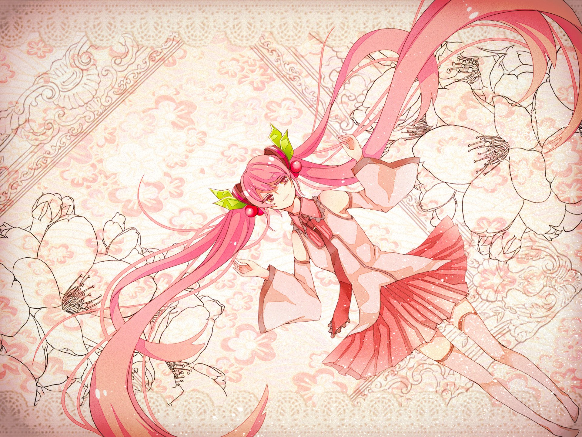 Download Sakura Miku Anime Vocaloid HD Wallpaper by 紐途