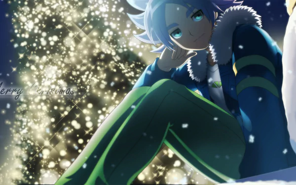 HD anime wallpaper featuring Shawn Froste from Inazuma Eleven, with detailed shading and glowing light effects in the background by Fubuki Shirou.