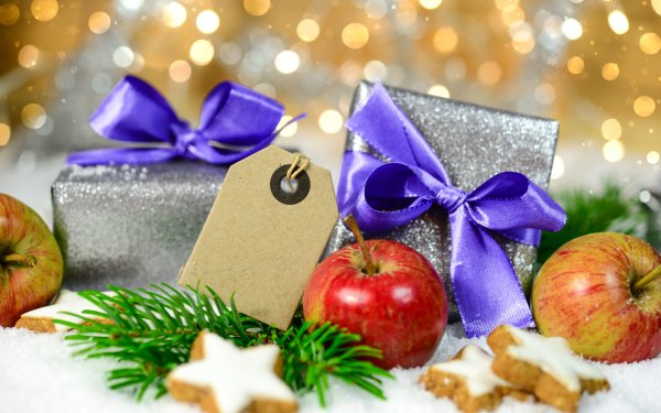 Holiday Christmas Cookie Apple Gift HD Wallpaper | Background Image