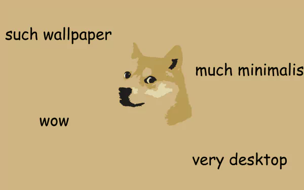 HD desktop wallpaper featuring a minimalist Doge meme with playful text captions like such wallpaper and very desktop.