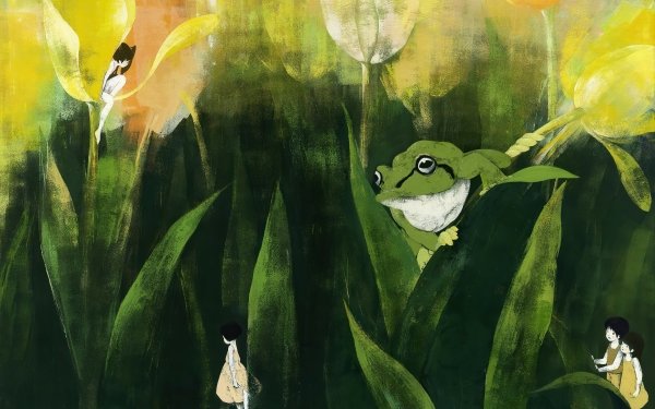 Anime Original Frog Flower Tulip HD Wallpaper | Background Image