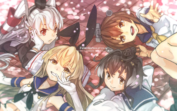 cherry blossom Amatsukaze (Kancolle) Shimakaze (Kancolle) Anime Kantai Collection HD Desktop Wallpaper | Background Image