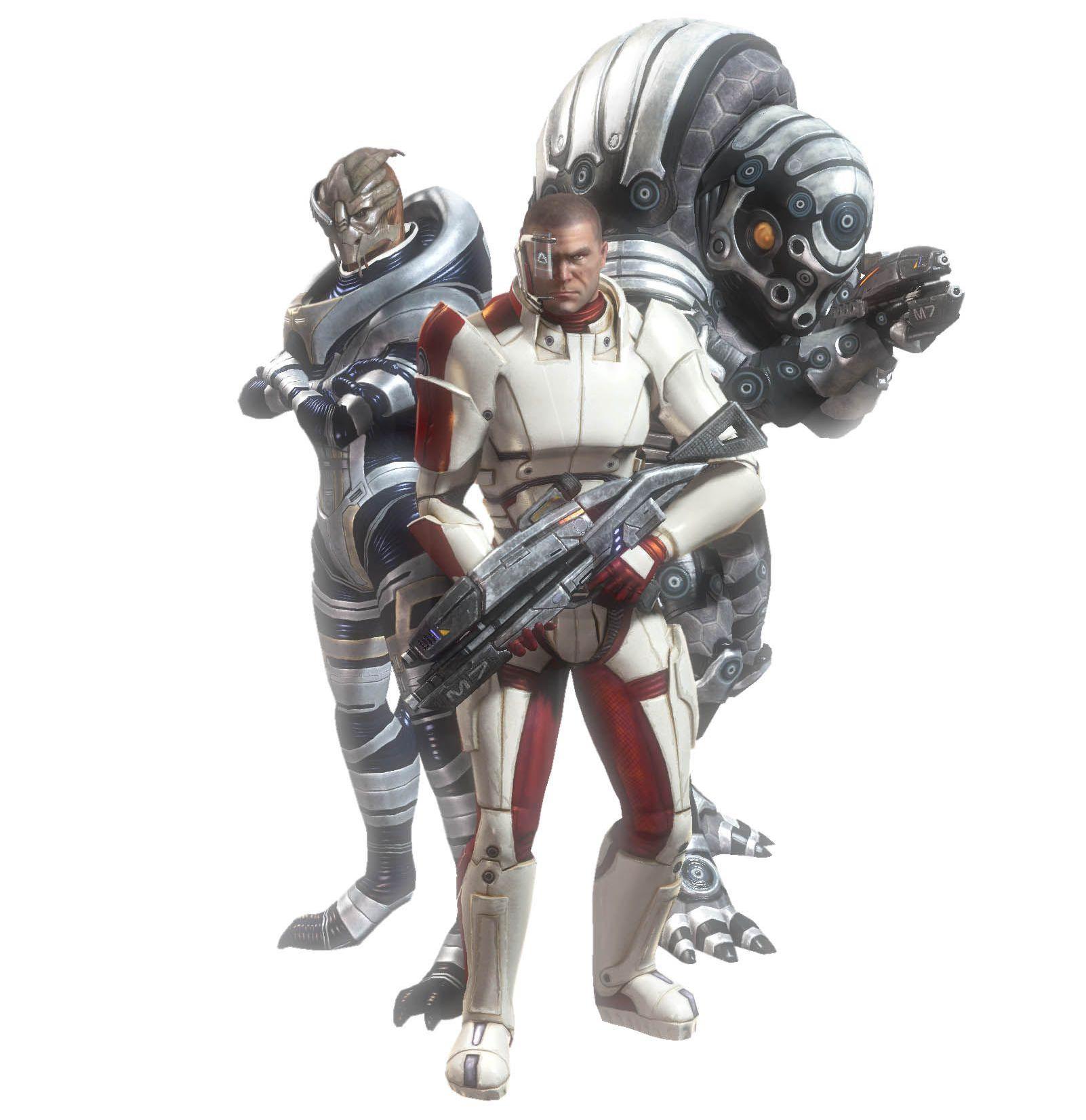 Commander Shepard, Garrus Vakarian, and Urdnot Wrex in hd desktop wallpaper