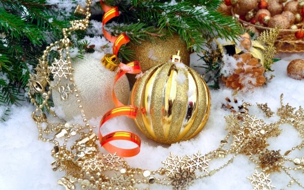 Holiday Christmas Christmas Ornaments Ribbon HD Wallpaper | Background Image