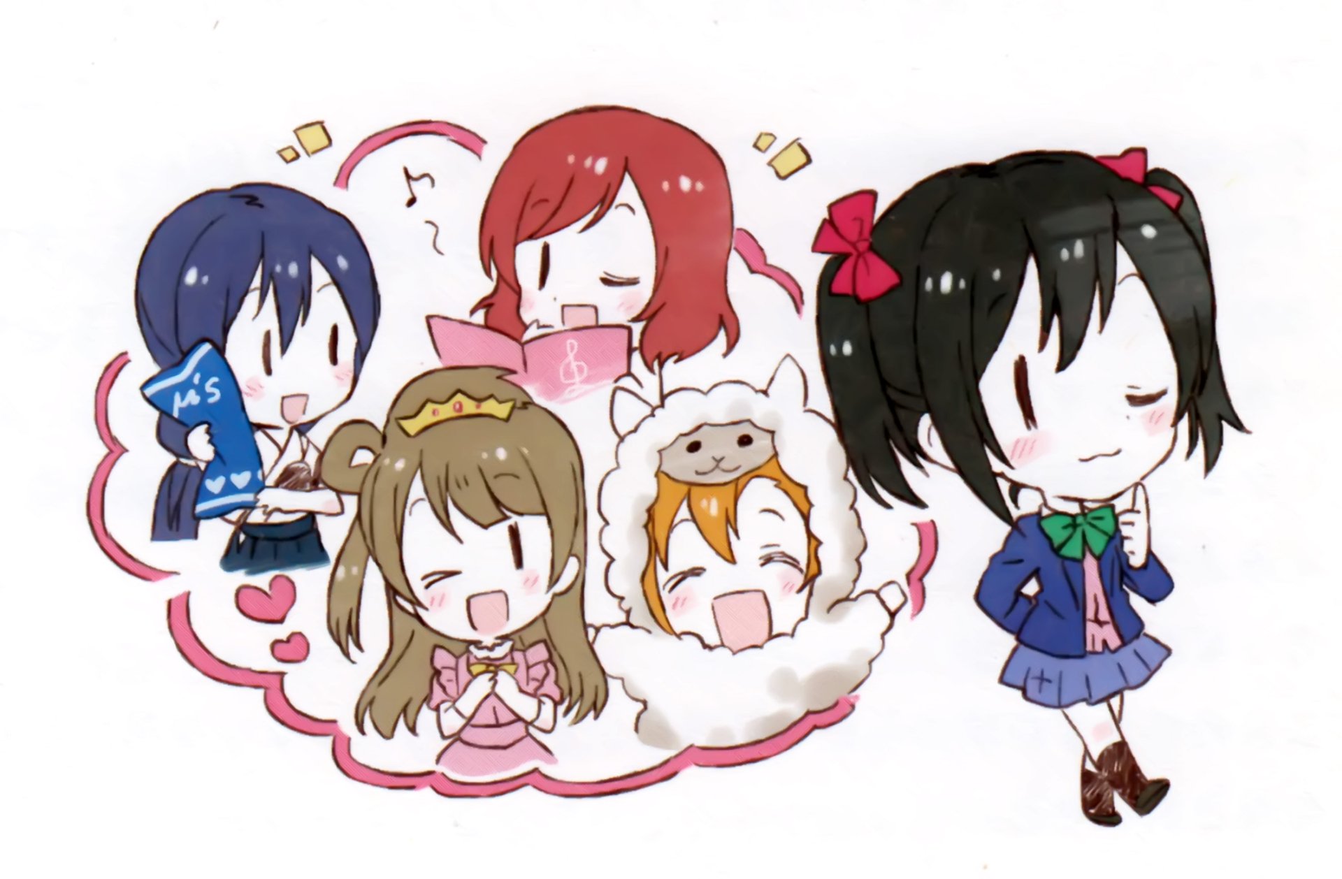 Download Umi Sonoda Nico Yazawa Maki Nishikino Kotori Minami Honoka Kousaka Chibi Anime Love Live! HD Wallpaper