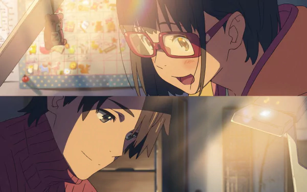 HD anime desktop wallpaper from Cross Road, featuring close-up scenes of two characters with warm lighting and expressive emotions in a detailed background.