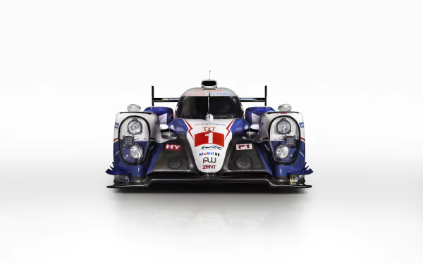 Front view of a Toyota TS040 Hybrid race car in blue-white livery on a clean white background — 4K Ultra HD PC desktop wallpaper and background.