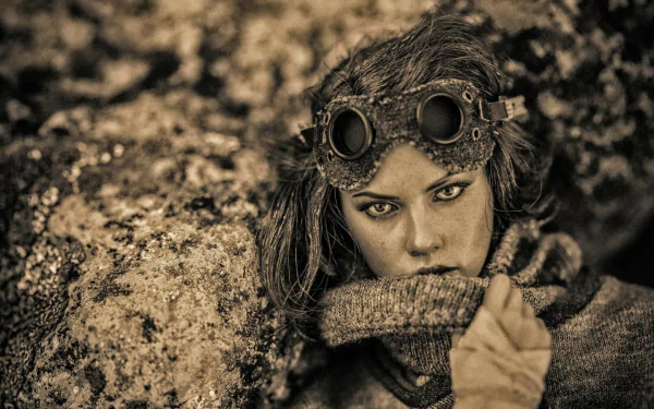goggles sepia woman model HD Desktop Wallpaper | Background Image