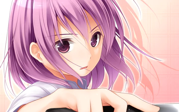 HD PC desktop wallpaper featuring Hisako Arato from the anime Food Wars: Shokugeki no Soma, showcasing her with purple hair and a focused expression.