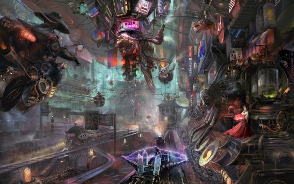 Sci Fi Steampunk Train Cyberpunk HD Wallpaper | Background Image
