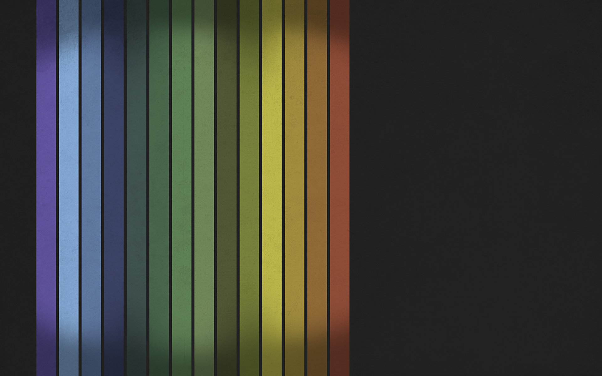 Abstract HD PC desktop wallpaper featuring vertical color bands transitioning from blue to green, yellow, and orange against a dark background.