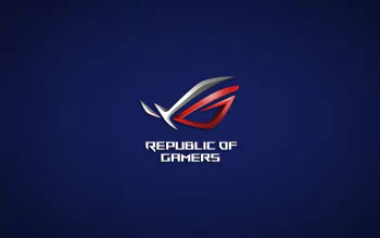 HD desktop wallpaper featuring the ASUS Republic of Gamers (ROG) logo against a dark blue background, highlighting advanced gaming technology from Asus.