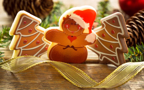 Christmas ribbon food cookie HD Desktop Wallpaper | Background Image