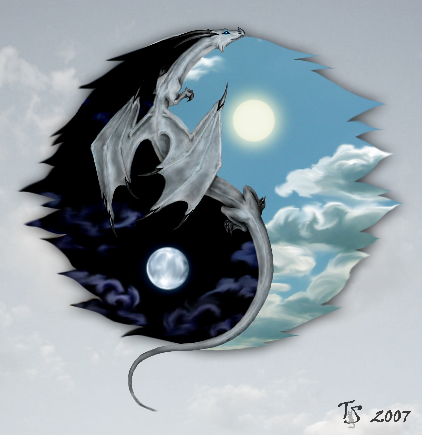 yin yang dragon wallpaper