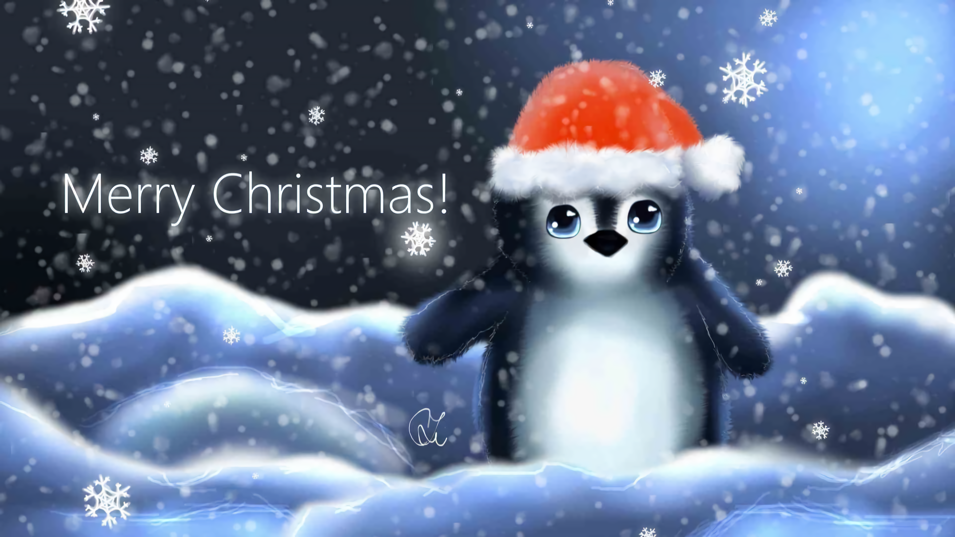 Download Penguin Merry Christmas Holiday Christmas HD Wallpaper