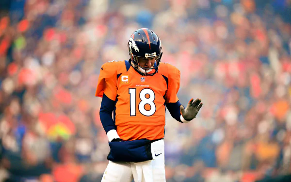 HD desktop wallpaper of a football player in an orange jersey with the number 18, on a blurred stadium background.