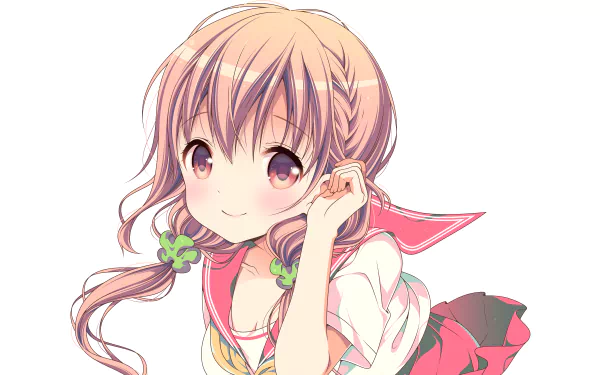 HD desktop wallpaper featuring Hinako Sakuragi from the anime Hinako Note. The character is depicted with pink hair and a cheerful expression, set against a light background.