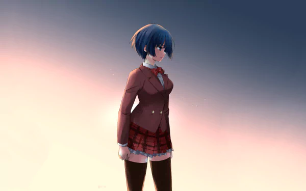 HD anime desktop wallpaper featuring a character from UQ Holder! standing against a gradient sky background.