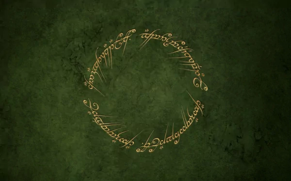 High-definition wallpaper featuring the iconic inscription from The Lord of the Rings, set against a textured green background, capturing the essence of Middle-earth.