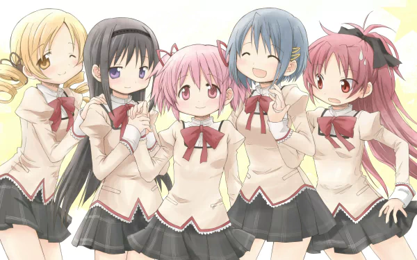 Homura Akemi Kyōko Sakura Sayaka Miki Mami Tomoe Madoka Kaname Anime Puella Magi Madoka Magica HD Desktop Wallpaper | Background Image