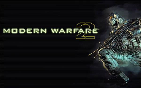 A dynamic HD desktop wallpaper featuring a soldier from Call of Duty: Modern Warfare 2, emphasized by bold graphics and the game's iconic title.
