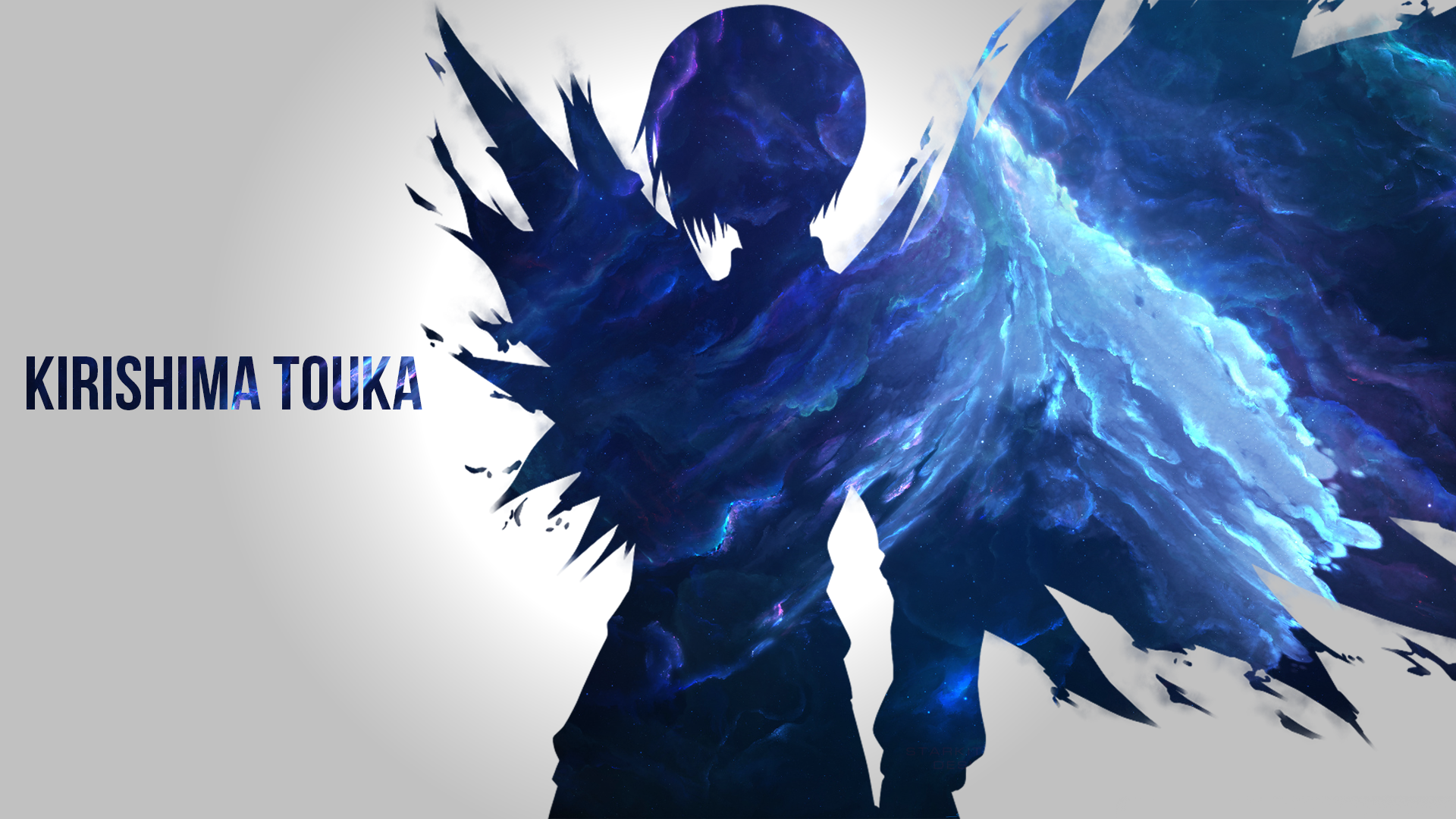 HD desktop wallpaper featuring Touka Kirishima from Tokyo Ghoul, with a dynamic and vibrant background.