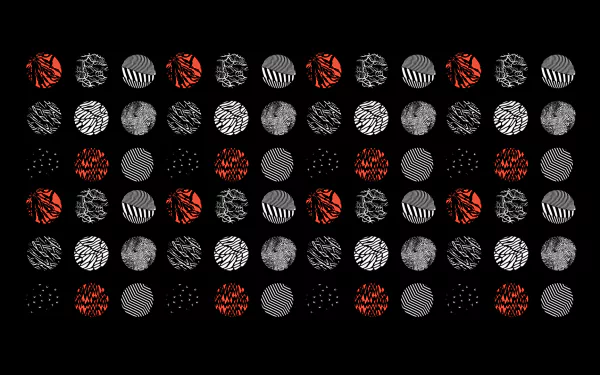 HD desktop wallpaper featuring a pattern of Twenty One Pilots' band logos in red, white, and black.