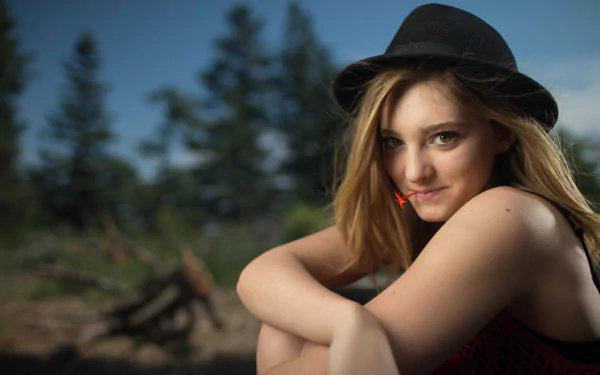 long hair depth of field hat brown eyes blonde American actress woman Willow Shields HD Desktop Wallpaper | Background Image