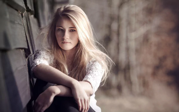 long hair depth of field hazel eyes blonde woman model HD Desktop Wallpaper | Background Image