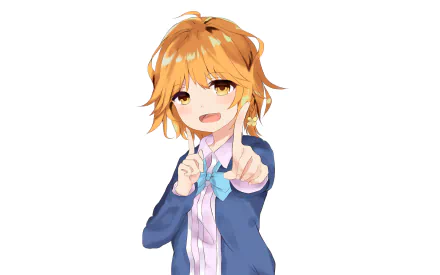 Yoshino Koiwai from Masamune-kun's Revenge is depicted in this HD anime-style PC desktop wallpaper with a cheerful expression and a peace sign gesture.