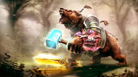 armor hammer sword bear warrior Lone Druid (DotA 2) video game DotA 2 HD Desktop Wallpaper | Background Image