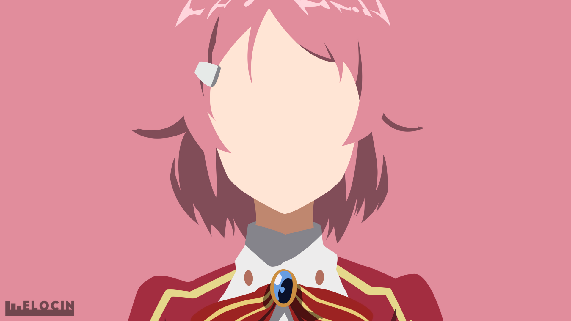 Minimalist HD PC wallpaper featuring Lisbeth (Rika Shinozaki) from Sword Art Online in a simple anime style with a pink background.