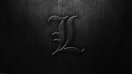 HD wallpaper featuring the character L from the anime Death Note, set against a textured dark background.