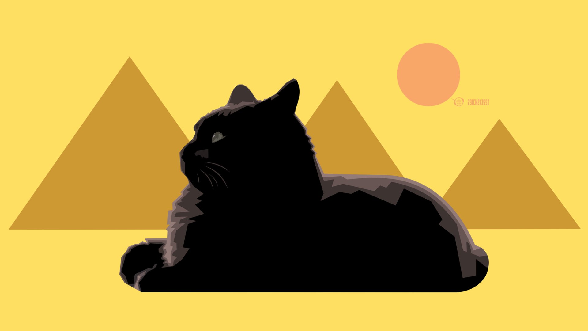 Egyptian Cat in Front of Pyramids by zelko