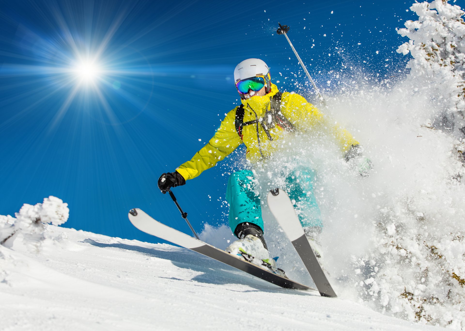 Download Winter Snow Sun Skiing Sports 4k Ultra HD Wallpaper