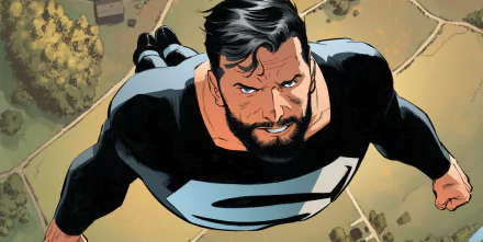 HD PC desktop wallpaper of Superman from the comic The Death of Superman, showcasing a close-up of him flying with a determined expression.