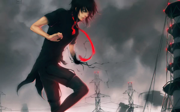 white eyes tie short hair black hair Anime Original HD Desktop Wallpaper | Background Image