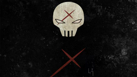 HD desktop wallpaper featuring the iconic Red X symbol from Teen Titans, a DC Comics series. The figure includes a skull with an 'X' across the forehead and lower half cloaked in shadow.