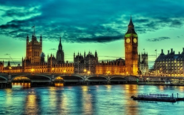 Man Made London Cities United Kingdom City Cloud Dusk Light Big Ben Bridge HDR HD Wallpaper | Background Image