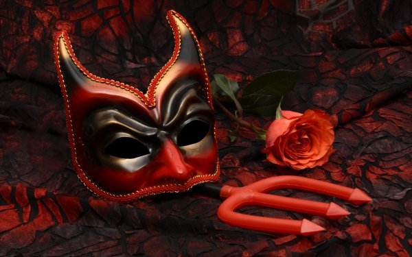 Photography Mask Pitchfork Rose Flower Still Life Red HD Wallpaper | Background Image