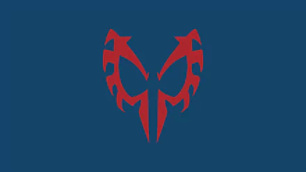 HD PC desktop wallpaper featuring a stylized red Spider-Man 2099 emblem on a solid dark blue background, inspired by the comic series.