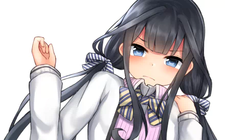 HD anime desktop wallpaper featuring a serious girl with long black hair and blue eyes from Masamune-kun's Revenge.