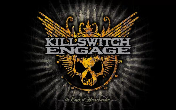High-definition wallpaper featuring Killswitch Engage's logo, a striking design with a skull and wings, representing their powerful music and energy.