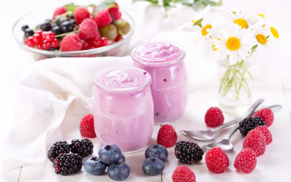Food Yogurt Berry Raspberry Blueberry Blackberry Still Life HD Wallpaper | Background Image